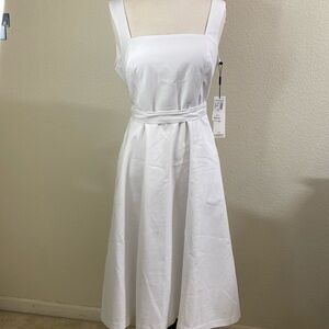 NWT Calvin Klein white square neck belted dress Size 10